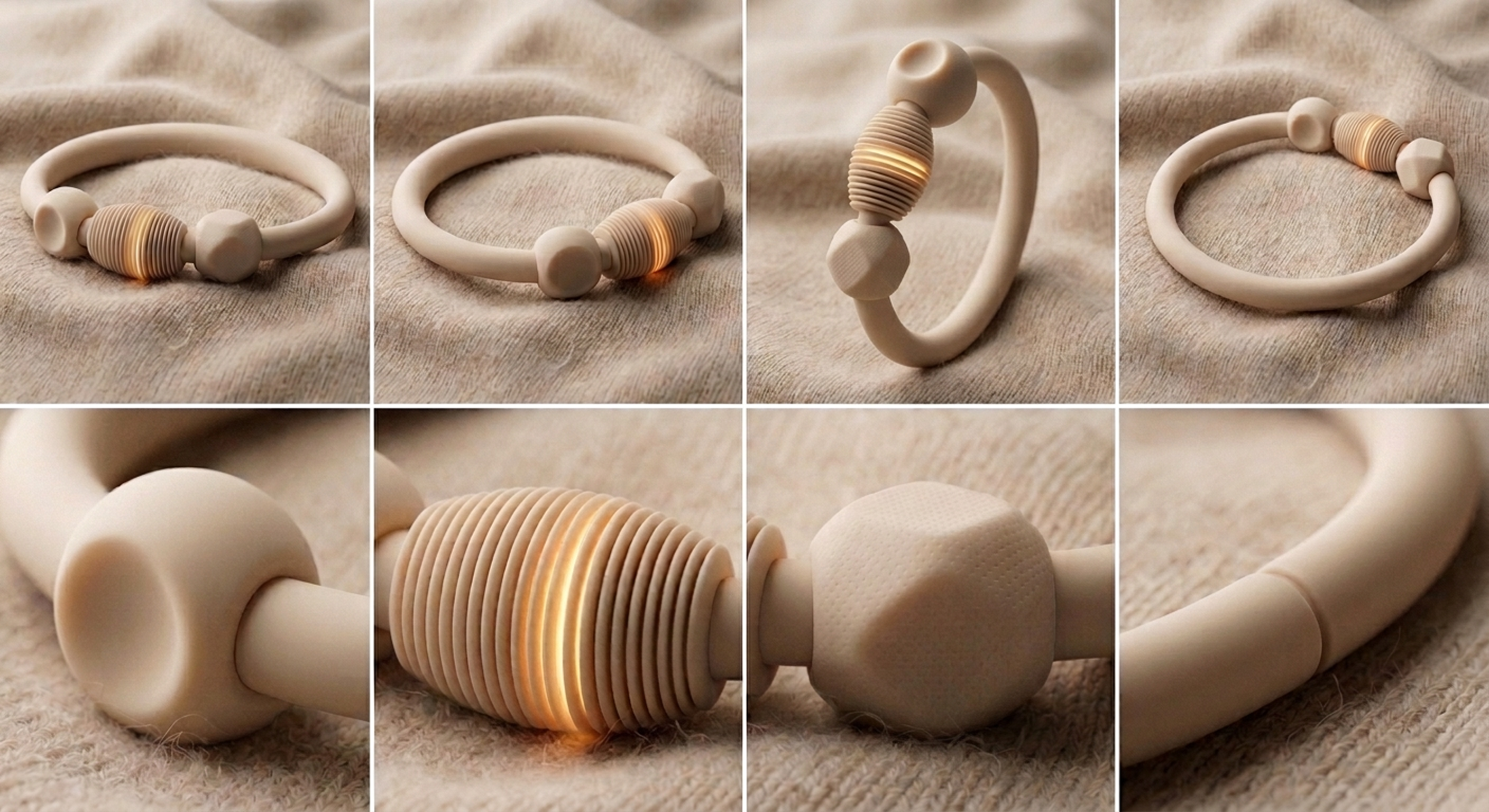 The Relay bracelet photographed from multiple angles.